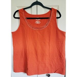 Venezia Tank Top Sleeveless Rhinestone Casual Top‎ Orange Size 14/16